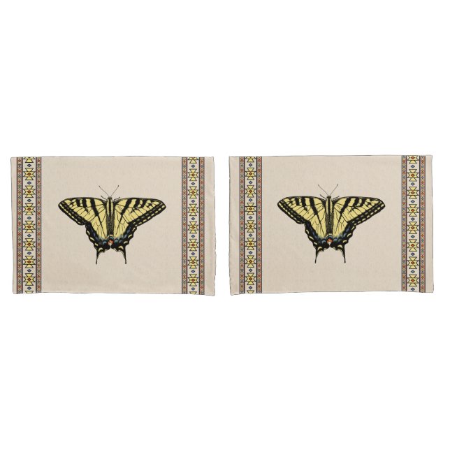 Housse D'oreillers Papillon Southwestern jaune Swallowtail (devant-Set)