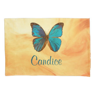 Housse D'oreillers Papillon Tropical bleu et turquoise couleur Gem
