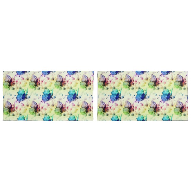 Housse D'oreillers Papillons d'aquarelle (devant-Set)