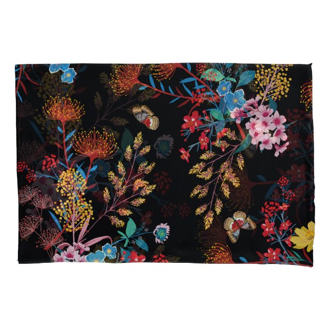 Housse D'oreillers Papillons de jardin fleuris Style Liberty (devant)