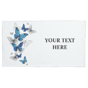 Housse D'oreillers Papillons volants bleus Morpho