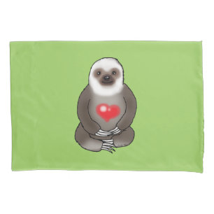 Housse D'oreillers paresse mignonne avec le coeur rouge
