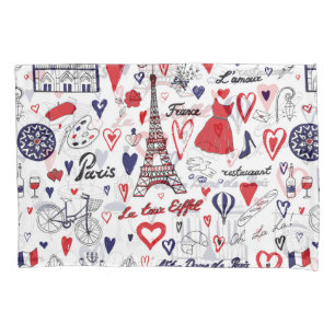 Housse D'oreillers Paris vintage : Motif de ligne de voyage