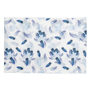 Housse D'oreillers Parrot Exotique-Blanc Bleu Plumes Répéter