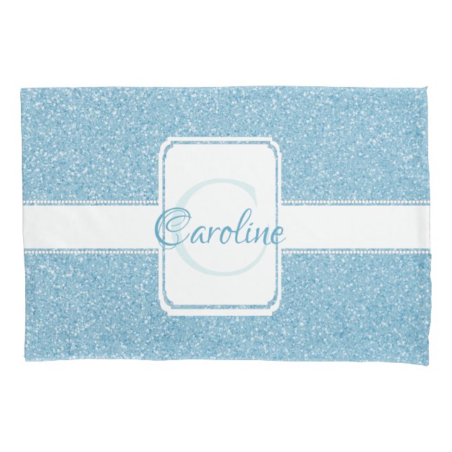 Housse D'oreillers Parties scintillant bleue Coque Coussin personnali (devant)