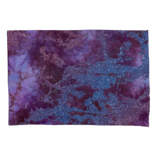 Housse D'oreillers parties scintillant en marbre foncé bleu violet