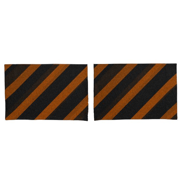 Housse D'oreillers Parties scintillant Orange & Black Stripes (devant-Set)