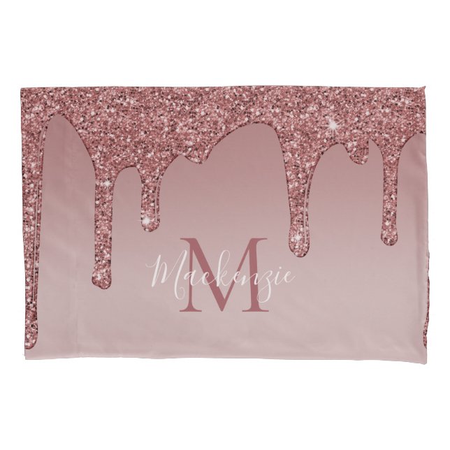 Housse D'oreillers Parties scintillant rose Gold Sparkle  Monogramme (devant)