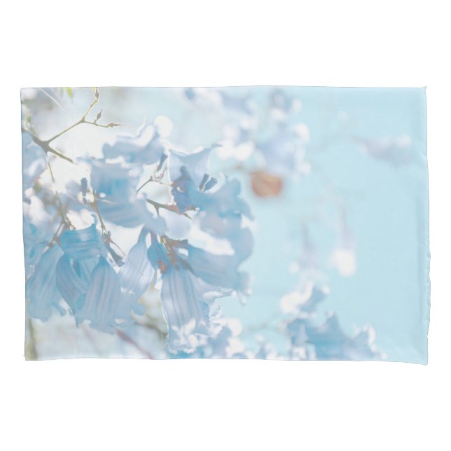 Housse D'oreillers Pastel Bleu Doux Jacaranda Arbre Fleurs Fleurs (devant)
