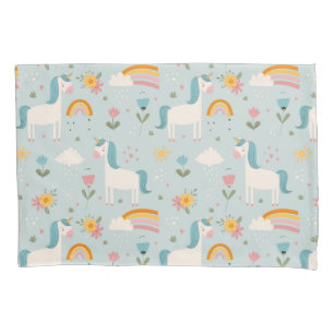 Housse D'oreillers Pastel mignon Rainbow Unicorn Motif