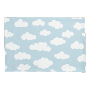 Housse D'oreillers Pastel Nuages Bébé Esthétique Bleu Et Blanc