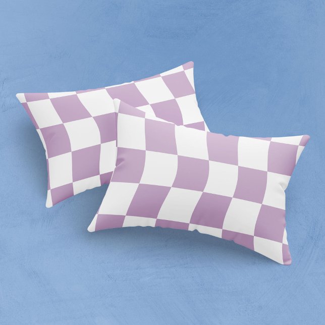 Housse D'oreillers Pastel Purple Blanc Simple Checker (Créateur téléchargé)