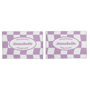 Housse D'oreillers Pastel Purple White Wavy Nom du vérificateur