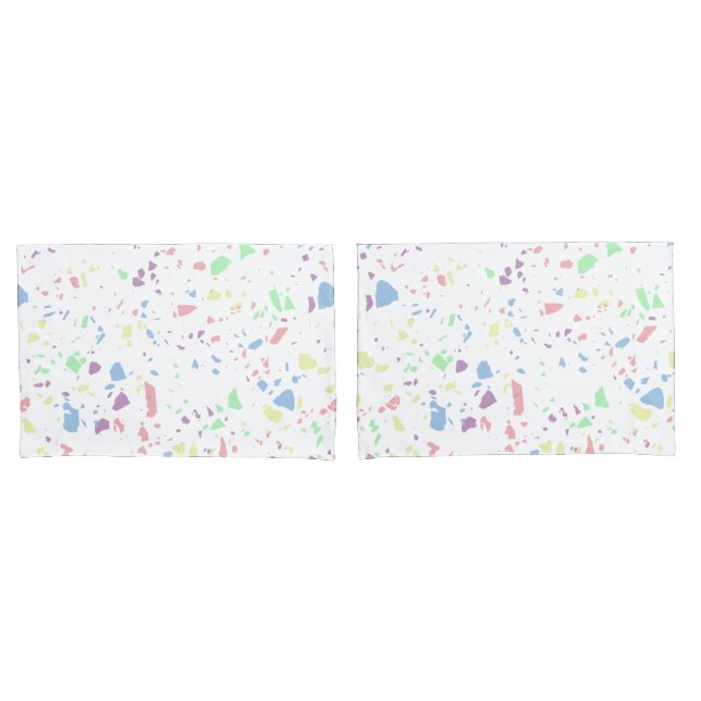 Housse D'oreillers Pastel Rainbow White Abstrait Terrazzo Motif (devant-Set)