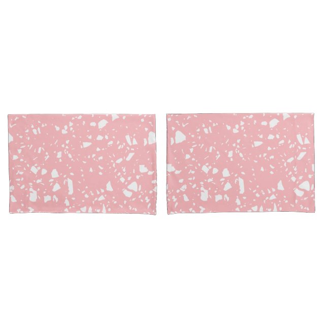 Housse D'oreillers Pastel rose blanc Abstrait Terrazzo Motif (devant-Set)