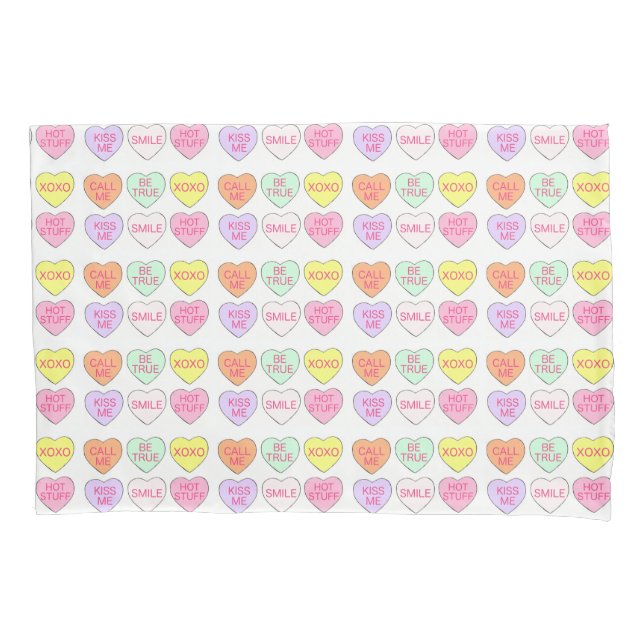 Housse D'oreillers Pastel Valentine's Day Candy Coeurs de conversatio (devant)