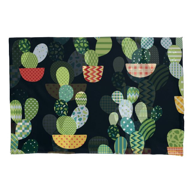 Housse D'oreillers Patchwork Cactus Plantes Motif sans couture (devant)