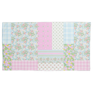 Housse D'oreillers Patchwork vintage de Faux de roses de chien de