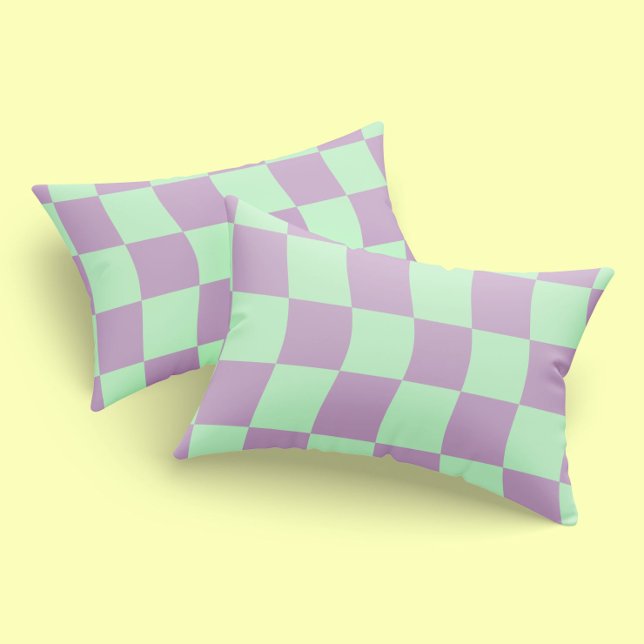Housse D'oreillers Pâte violet vert Wavy Checkerboard Imprimer (Créateur téléchargé)