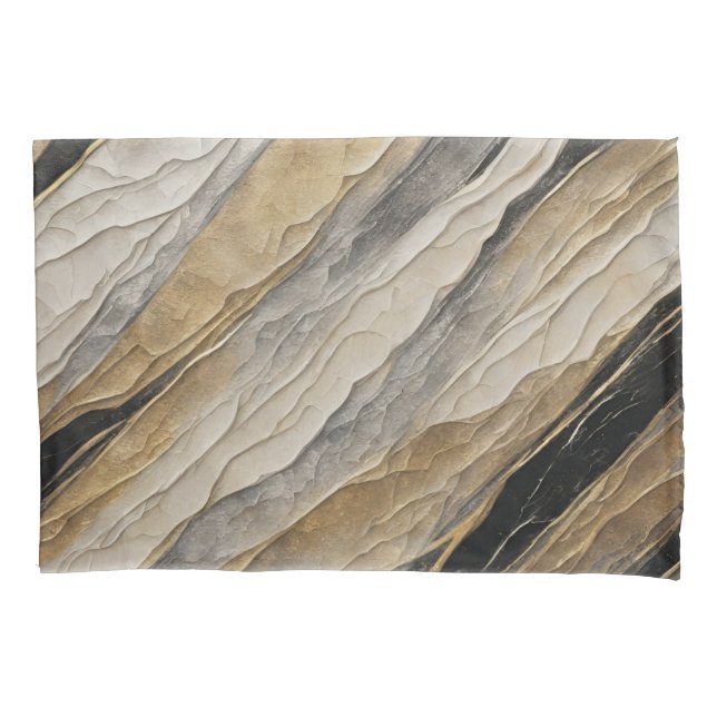 Housse D'oreillers Patinée bande noire et or (devant)