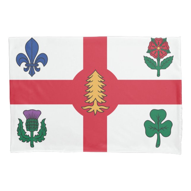 Housse D'oreillers Patriotic Single Pillowcase with flag of Montreal (devant)
