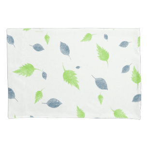 Housse D'oreillers Pattern Blue & Green Leaves
