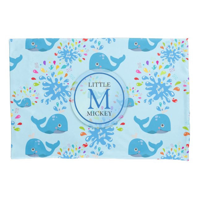 Housse D'oreillers Patterson monogram bleu de Whale (devant)