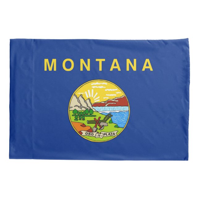 Housse D'oreillers Pavillon Patriotique Simple Pillowcase du Montana (Dos)