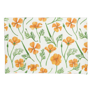 Housse D'oreillers Pavot de Californie, fleurs d'été, orange wil