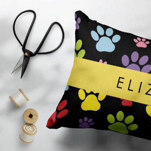 Housse D'oreillers Paws Colorés, Motif Paw, Paws Chiens, Votre Nom