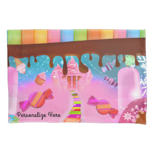 Housse D'oreillers Pays des Friandises Rêve de Bonbons Nom Personnali