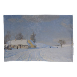 Housse D'oreillers Paysage neigeux en hiver (par H.A. Brendekilde)