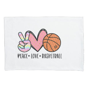 Housse D'oreillers Peace Love Basketball Coeur pour les Ados entre