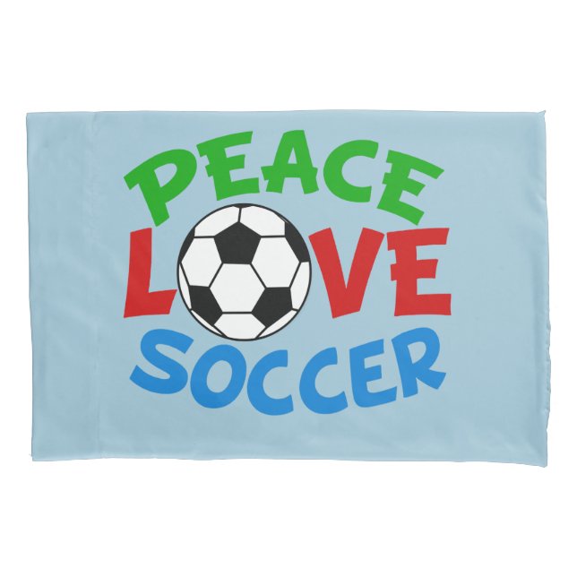 Housse D'oreillers Peace Love Soccer Blue (devant)