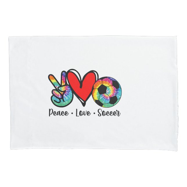 Housse D'oreillers Peace Love Soccer Tie Dye Design Femmes Ados Fille (devant)