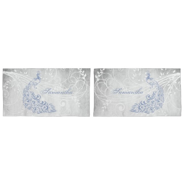 Housse D'oreillers Peacock bleu clair Pillowcases personnalisées (devant-Set)