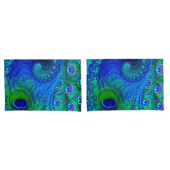 Housse D'oreillers Peacock Coussin Coque Pair (devant-Set)