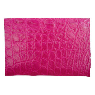 Housse D'oreillers Peau de crocodile rose, texture cuir