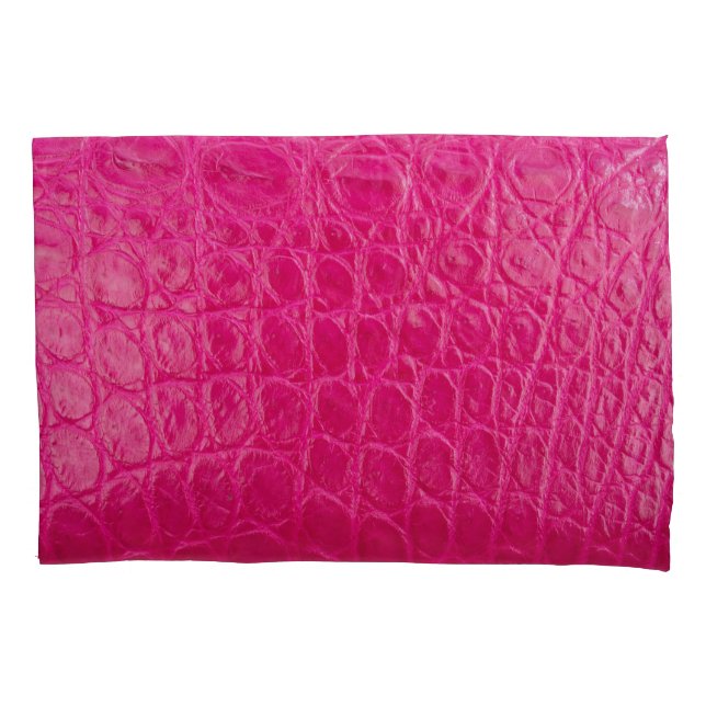 Housse D'oreillers Peau de crocodile rose, texture cuir (devant)