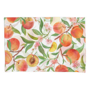 Housse D'oreillers Pêcher le Motif Vintage de fruits tropicaux.