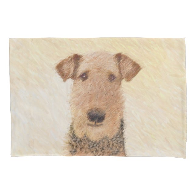 Housse D'oreillers Peinture Airedale Terrier - Cute Original Art (devant)