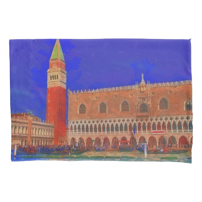 Housse D'oreillers Peinture carrée de Piazzetta de St Mark (devant)
