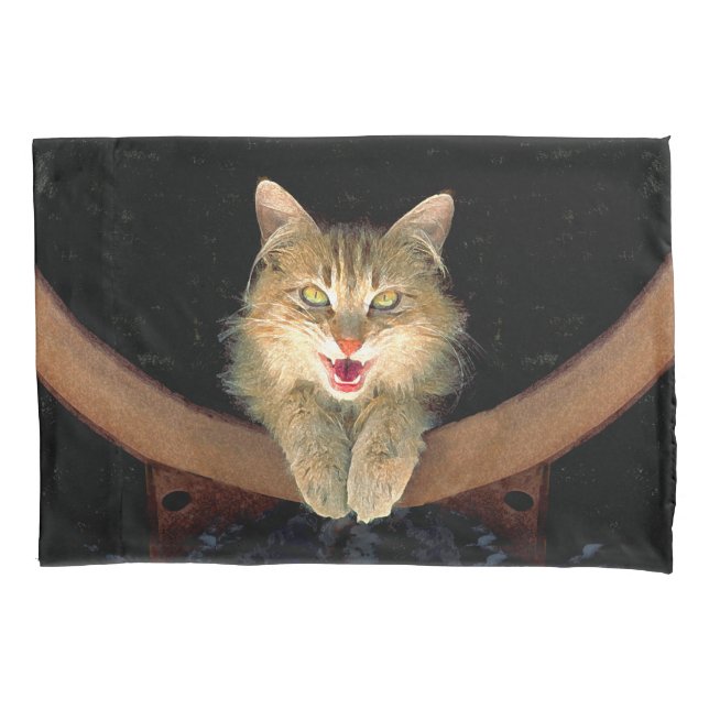 Housse D'oreillers Peinture de chat Mad - Cute Original Cat Art (devant)
