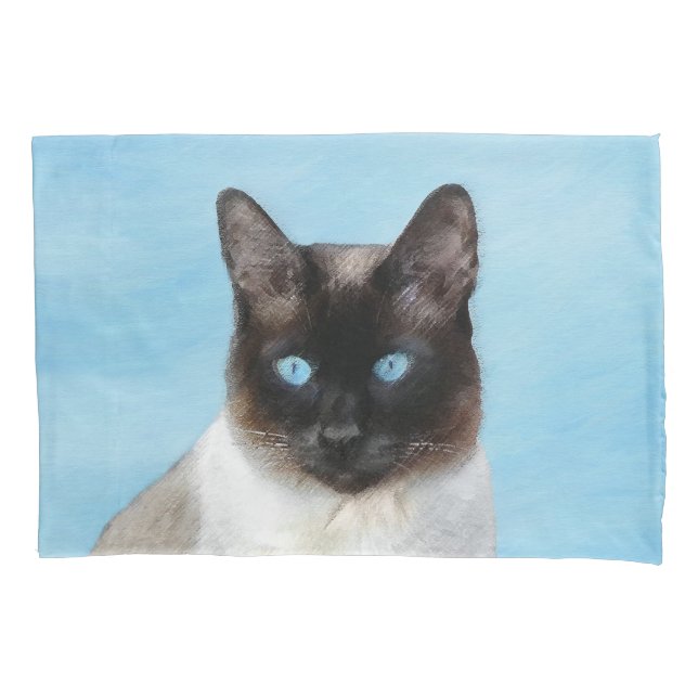Housse D'oreillers Peinture de chats de Siamese - Cute Original Cat A (devant)