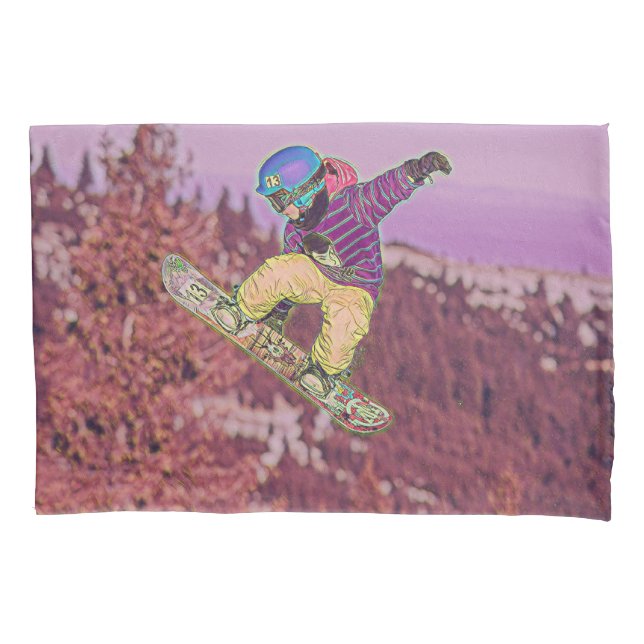 Housse D'oreillers Peinture de snowboarding (devant)
