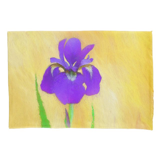 Housse D'oreillers Peinture Iris à pois pourpre - Chien original mign (devant)