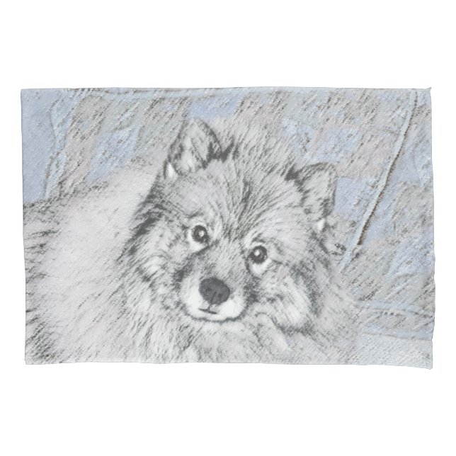 Housse D'oreillers Peinture Keeshond Beth - Joli art original chien (devant)