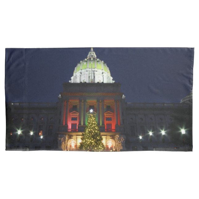Housse D'oreillers Pennsylvania State Capitol Christmas Tree Lights (devant)