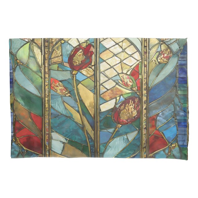 Housse D'oreillers Pépites en chef rouges en verre tendu au lever du  (devant)