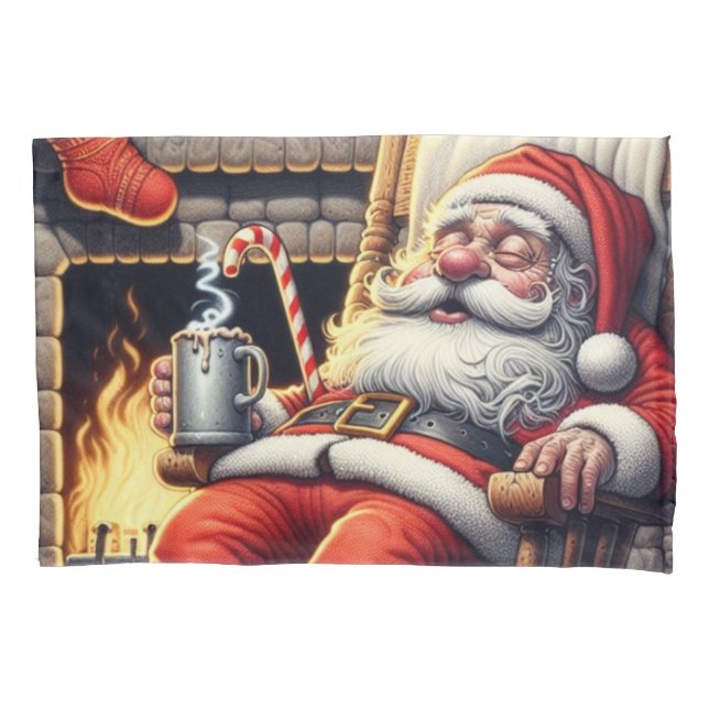 Housse D'oreillers Père Noël dort Noël (devant)